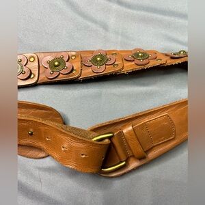 Ausko Leather Floral Belt Women’s Anthropologie Boho Brass Hardware